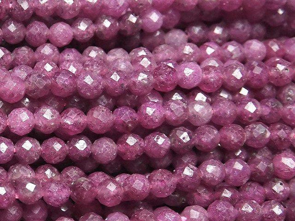 [Video] High Quality! Ruby AA+ Faceted Round 3mm 1strand beads (aprx.15inch / 37cm)