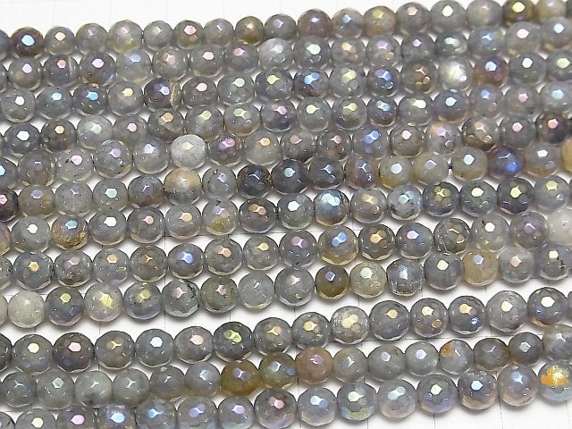 [Video] Labradorite AA+ 128Faceted Round 6mm coating 1strand beads (aprx.15inch / 36cm)