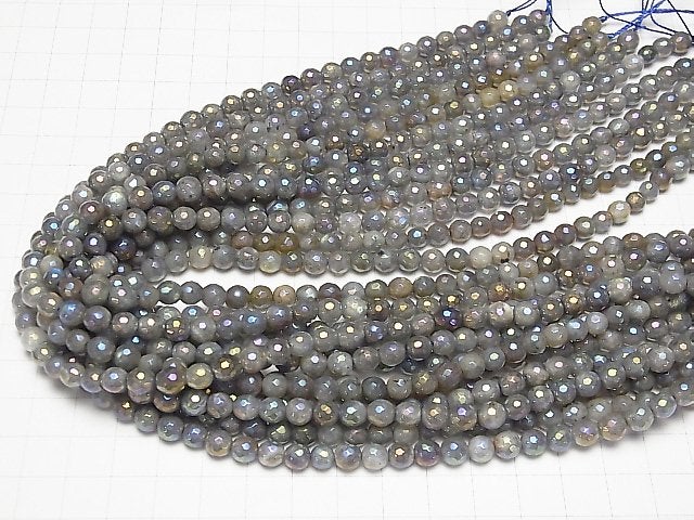 [Video] Labradorite AA+ 128Faceted Round 6mm coating 1strand beads (aprx.15inch / 36cm)