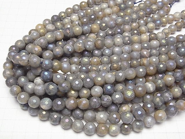 [Video] Labradorite AA+ 128Faceted Round 10mm coating 1strand beads (aprx.15inch / 36cm)