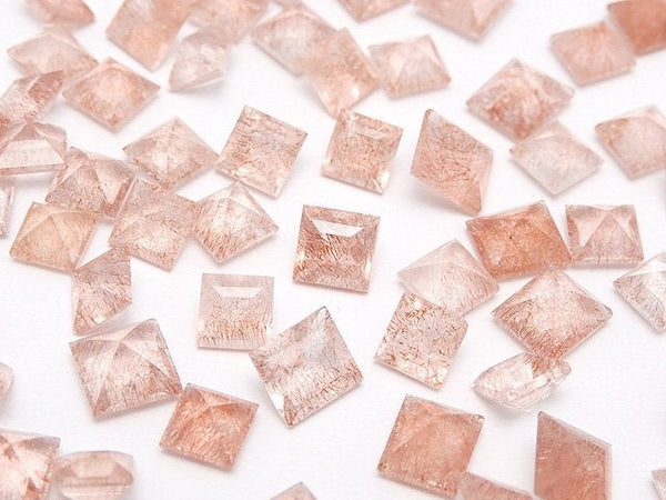 [Video] Natural Strawberry Quartz AAA- Loose stone Square Faceted 4x4mm 1pc