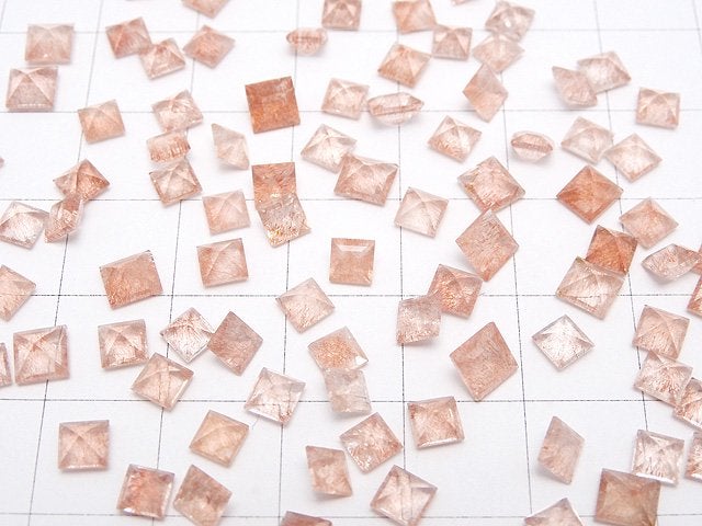 [Video] Natural Strawberry Quartz AAA- Loose stone Square Faceted 4x4mm 1pc