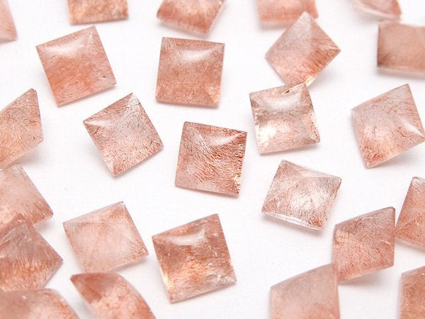 [Video] Natural Strawberry Quartz AAA- Loose stone Square Faceted 7x7mm 1pc
