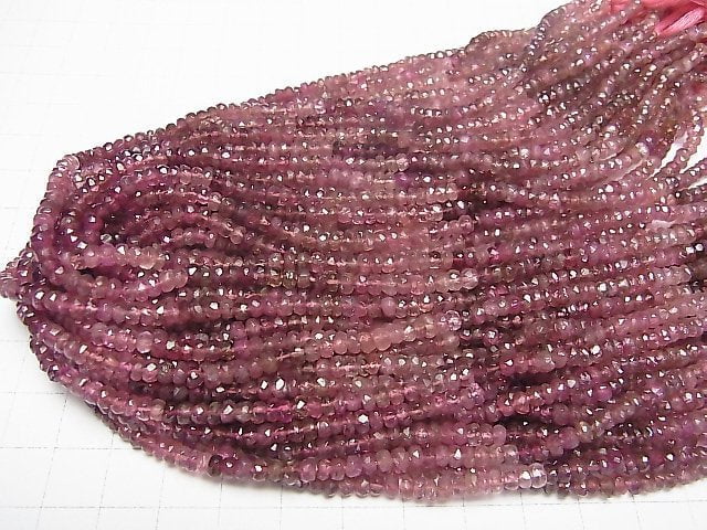 [Video]Pink Tourmaline AA++ Faceted Button Roundel 3x3x2mm 1strand beads (aprx.14inch/34cm)