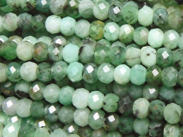 [Video] High Quality! Brazil Emerald AA++ Faceted Button Roundel 4x4x3mm half or 1strand beads (aprx.12inch / 30cm)