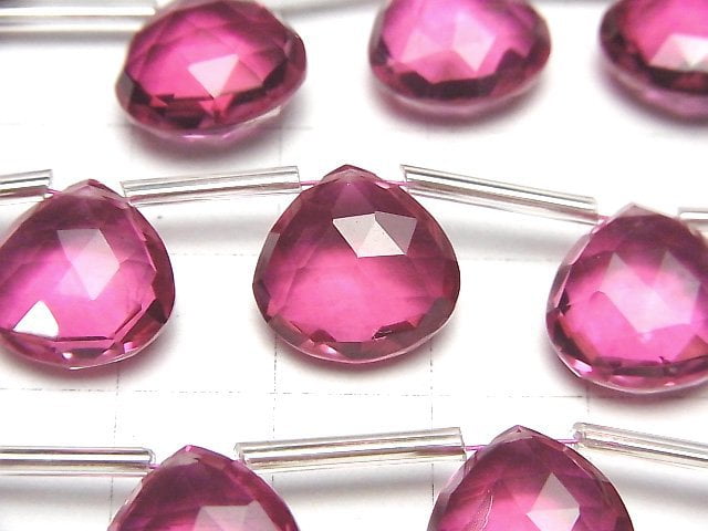 [Video] Doublet Crystal AAA Chestnut Faceted Briolette Raspberry color 1strand (12pcs )