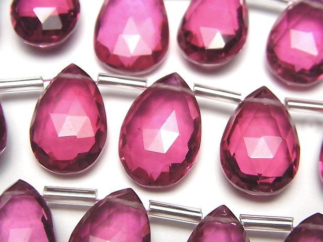 [Video] Doublet Crystal AAA Pear shape Faceted Briolette Raspberry Color 1strand (12pcs )