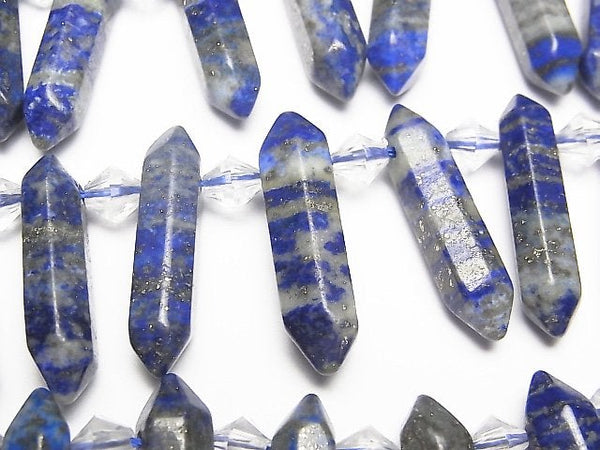 [Video] Lapis lazuli AA Double point 18-28mm half or 1strand beads (aprx.15inch / 36cm)
