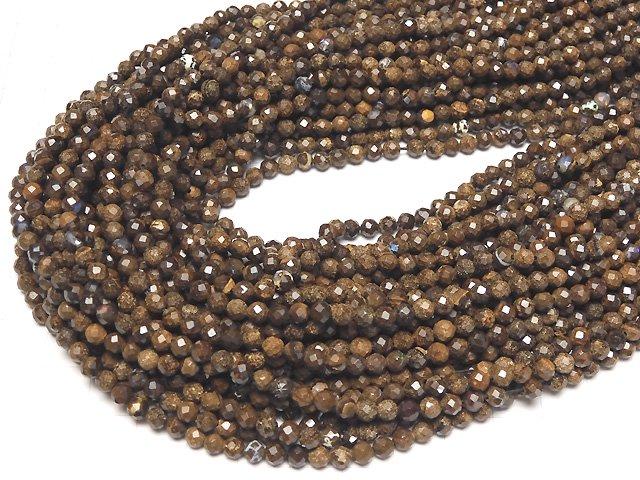 [Video] High Quality! Australia Boulder Opal AA Faceted Round 4mm 1strand beads (aprx.15inch / 36cm)