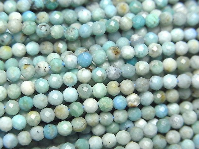 [Video]High Quality! Blue Opal Faceted Round 3mm 1strand beads (aprx.15inch/37cm)