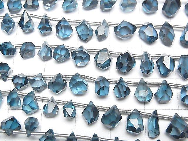 [Video] High Quality London Blue Topaz AAA Rough Drop Faceted Briolette half or 1strand beads (aprx.5inch / 13cm)