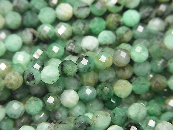 [Video] High Quality! Brazil Emerald AA+ Faceted Round 4mm 1strand beads (aprx.15inch / 36cm)