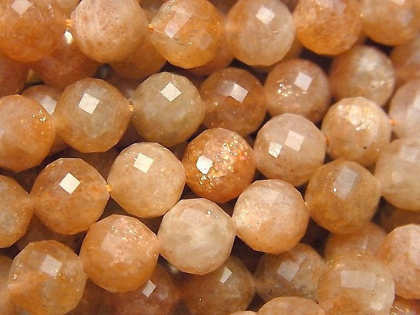 [Video] High Quality! Sunstone AA++ Faceted Round 8mm half or 1strand beads (aprx.15inch / 36cm)