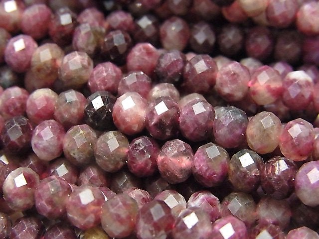 [Video] Pink Tourmaline AA Faceted Button Roundel 5.5x5.5x4mm half or 1strand beads (aprx.15inch / 37cm)