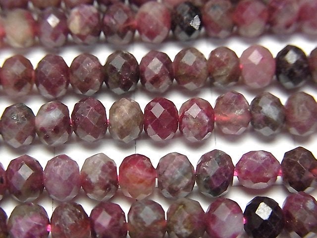 [Video] Pink Tourmaline AA Faceted Button Roundel 5.5x5.5x4mm half or 1strand beads (aprx.15inch / 37cm)