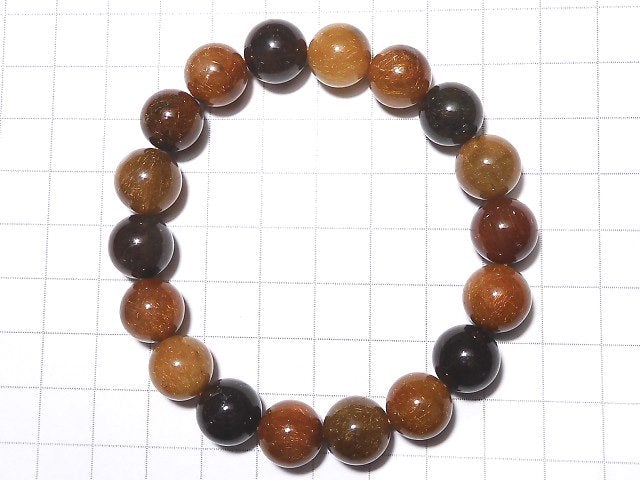 [Video] [One of a kind] Multicolor Rutilated Quartz AAA Round 11.5mm Bracelet NO.308