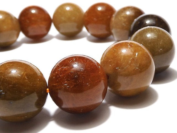 [Video] [One of a kind] Multicolor Rutilated Quartz AAA Round 16mm Bracelet NO.315
