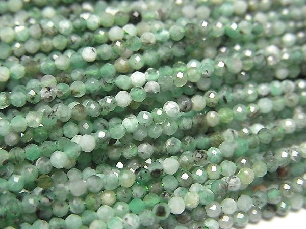 [Video] High Quality! Brazil Emerald AA+ Faceted Round 2mm 1strand beads (aprx.15inch / 37cm)