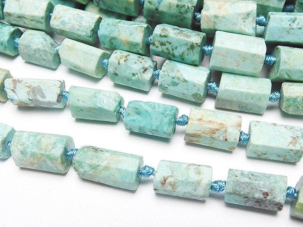 [Video] Peru Chrysocolla AA+ Rough Tube-Faceted Nugget 1strand beads (aprx.17inch / 41cm)