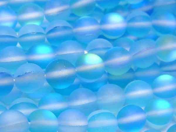 Frost Aqua Blue Luna Flash Round 8mm 1strand beads (aprx.14inch/35cm)