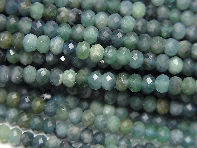 [Video]High Quality! Indigolite Tourmaline AA++ Faceted Button Roundel 4x4x2.5mm 1strand beads (aprx.15inch/37cm)