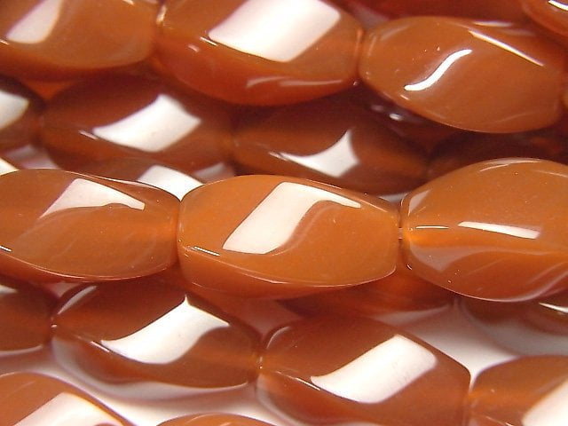 [Video]Carnelian AAA 4Faceted Twist Faceted Rice 16x8x8mm 1strand beads (aprx.15inch/37cm)