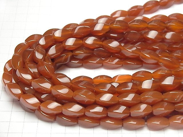 [Video]Carnelian AAA 4Faceted Twist Faceted Rice 16x8x8mm 1strand beads (aprx.15inch/37cm)