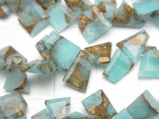 [Video] Copper Amazonite AAA Rough Slice Faceted half or 1strand beads (aprx.6inch / 16cm)