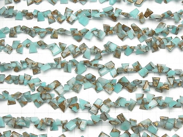 [Video] Copper Amazonite AAA Rough Slice Faceted half or 1strand beads (aprx.6inch / 16cm)