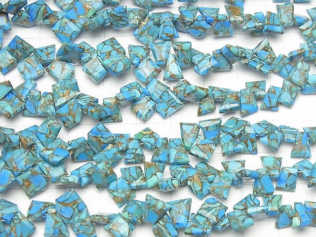 [Video] Blue Copper Turquoise AAA Rough Slice Faceted half or 1strand beads (aprx.6inch / 16cm)