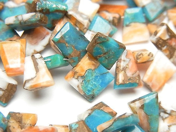 [Video] Oyster Copper Turquoise AAA Rough Slice Faceted half or 1strand beads (aprx.6inch / 16cm)