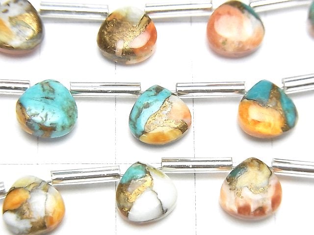 [Video] Oyster Copper Turquoise Chestnut (Smooth) 8x8mm half or 1strand (8pcs)