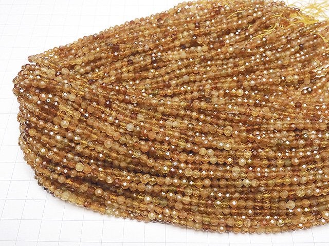 [Video] High Quality! Brown Tourmaline AA++ Faceted Round 4mm 1strand beads (aprx.15inch / 37cm)