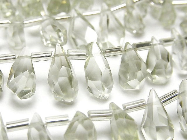 [Video]High Quality Green Amethyst AAA- Rough Drop Faceted Briolette [S size] 1strand (18pcs )