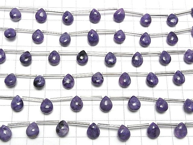 [Video] Charoite AAA- Pear shape (Smooth) 10x8mm half or 1strand (8pcs)