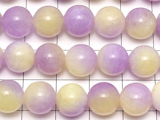 Purple & Yellow Jade Round 10mm 1strand beads (aprx.15inch/36cm)