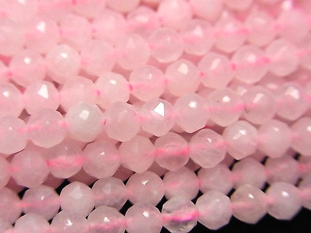 [Video] High Quality! Rose Quartz AA+ Star Faceted Round 4mm 1strand beads (aprx.15inch / 36cm)