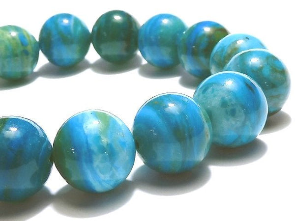 [Video] [One of a kind] Top Quality Peru Blue Opal AAAAA Round 13mm Bracelet NO.1