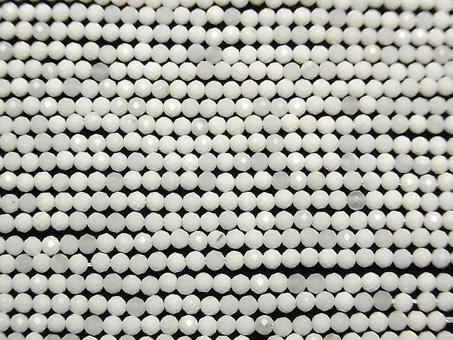 [Video] High Quality! White Onyx AAA- Faceted Round 2mm 1strand beads (aprx.15inch / 37cm)