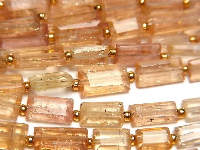 [Video]High Quality Imperial Topaz AA+ Faceted Rectangle 1strand beads (aprx.7inch/18cm)