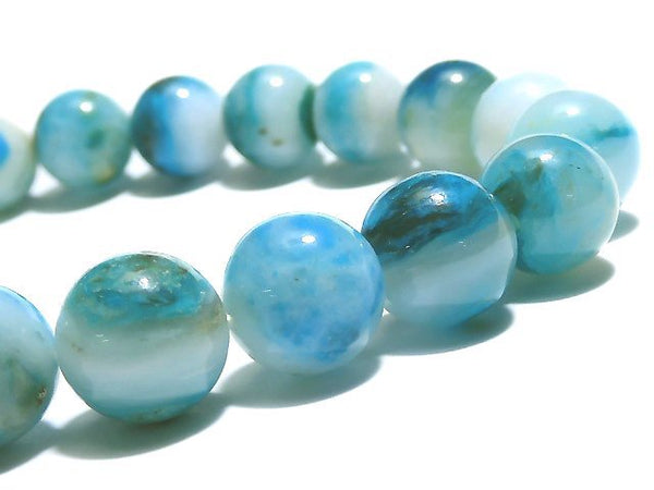 [Video] [One of a kind] High quality Peruvian Blue Opal AAAA+ Round 10mm Bracelet NO.101