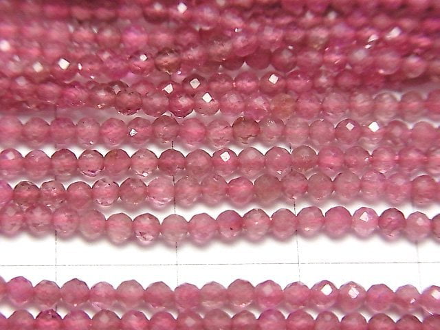 [Video] High Quality! Pink Tourmaline AA++ Faceted Round 2mm 1strand beads (aprx.13inch / 31cm)
