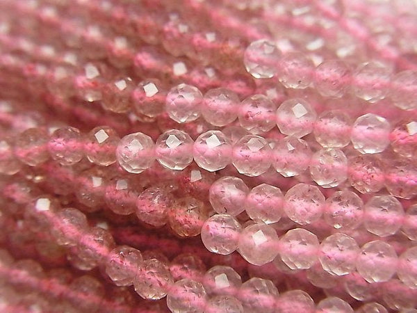 [Video] High Quality! Pink Epidote AA++ Faceted Round 3-3.5mm 1strand beads (aprx.15inch / 38cm)