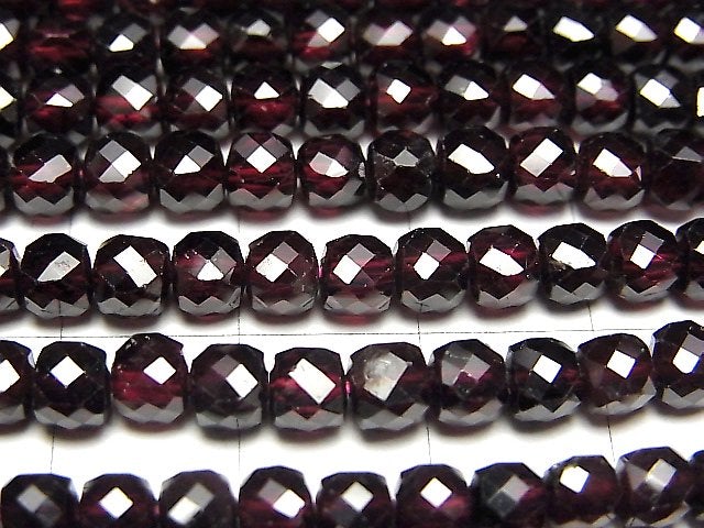 [Video] High Quality! Garnet AA++ Cube Shape 4x4x4mm 1strand beads (aprx.15inch / 36cm)