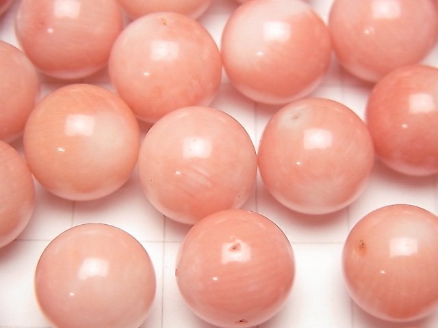 [Video] Pink Orange Coral (Dyed) Half Drilled Hole Round 12mm 2pcs