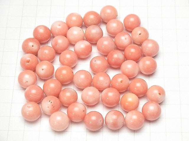 [Video] Pink Orange Coral (Dyed) Half Drilled Hole Round 12mm 2pcs
