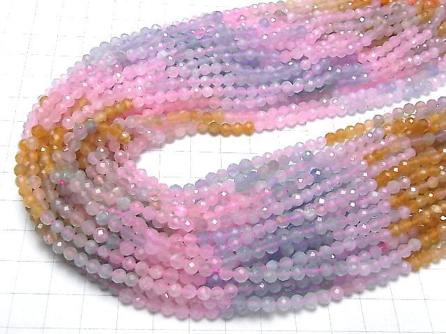[Video] High Quality! Beryl Mix AA++ Faceted Round 4mm 1strand beads (aprx.15inch / 37cm)