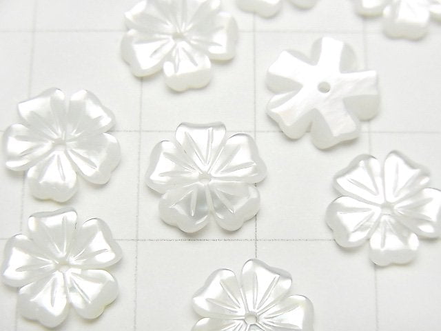 [Video] High quality white Shell AAA flower 10mm center hole 3pcs