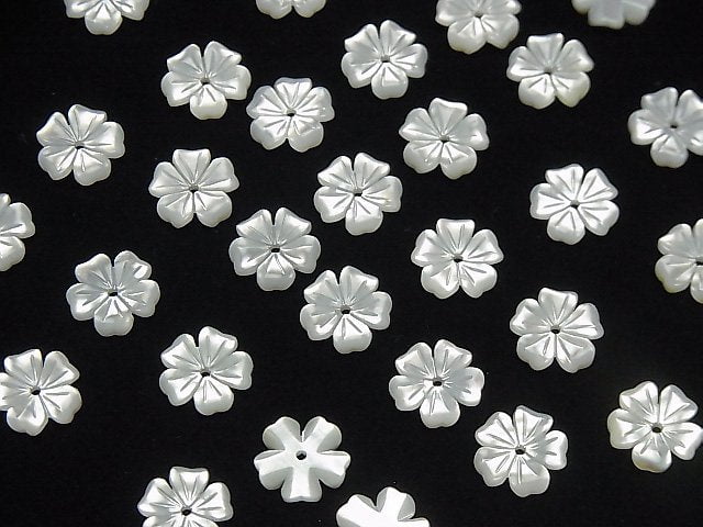 [Video] High quality white Shell AAA flower 10mm center hole 3pcs