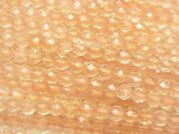 [Video] High Quality! Light Color Citrine AAA- Semi Faceted Round 3mm 1strand beads (aprx.15inch / 37cm)